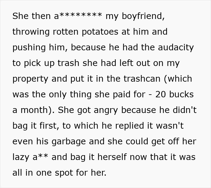 Woman shares a crazy story about her mom’s outrageous behavior toward her boyfriend over trash issues.