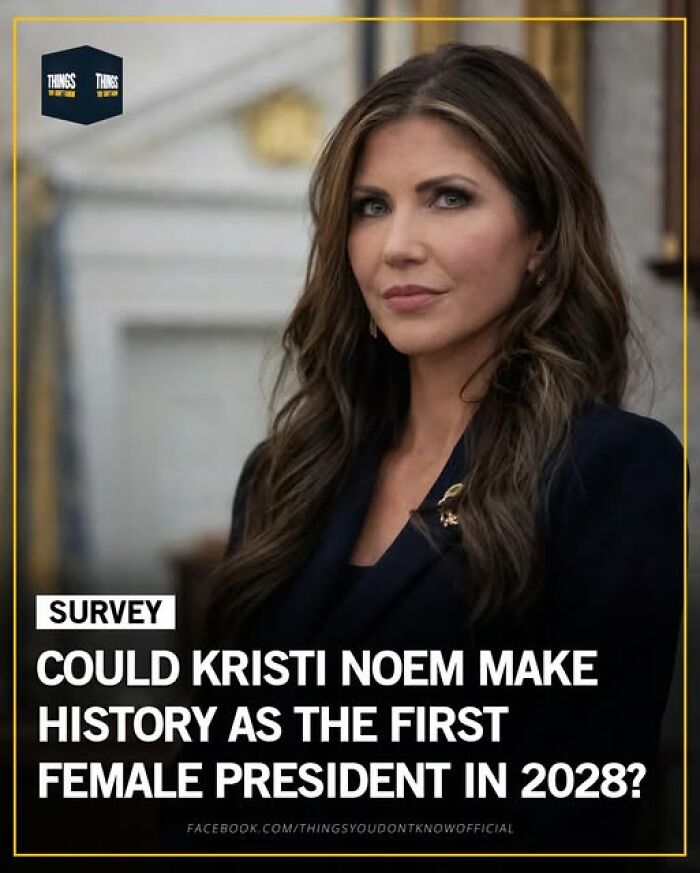 Woman with long brown hair in dark blazer, discussing potential history-making female president in 2028 world events.