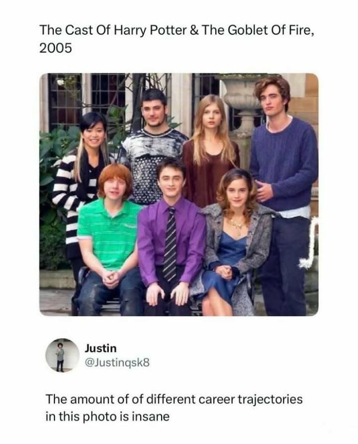 The cast of Harry Potter and the Goblet of Fire from 2005, showing young actors who became pop-culture icons.