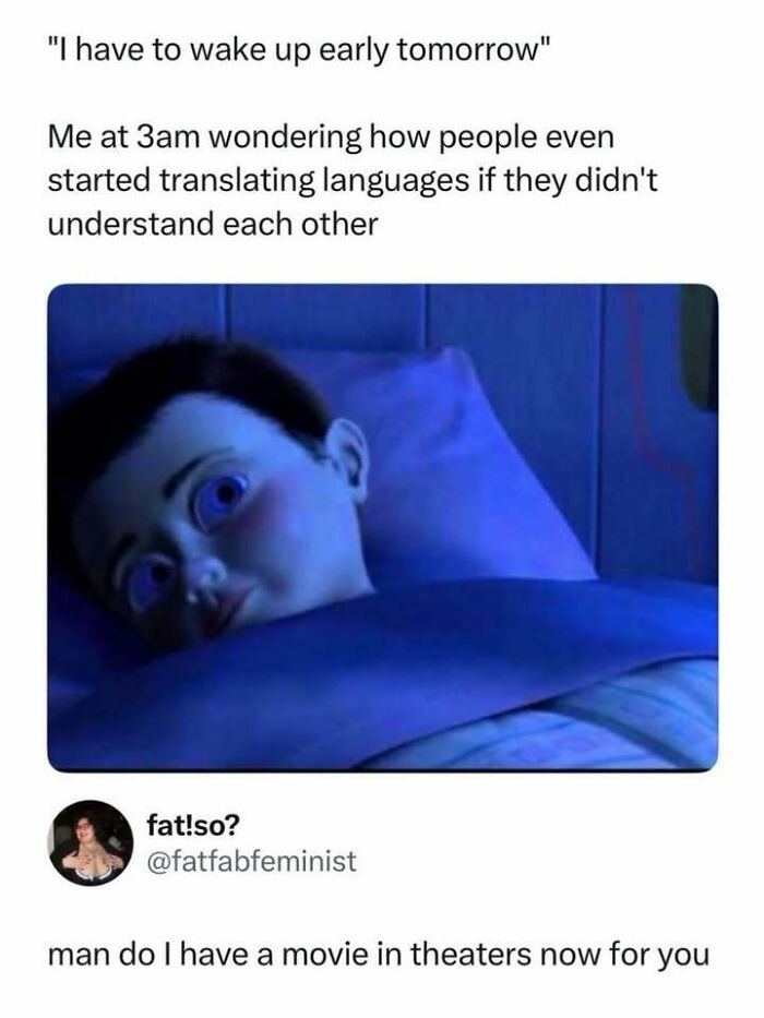 A meme showing a wide-eyed child in bed at 3 AM, lost in thought. A funny pop-culture image about boredom.