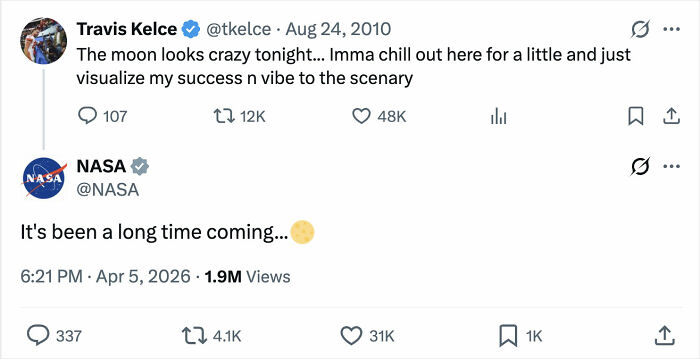 A resposta da NASA ao tweet de 16 anos de Travis Kelce fez todo mundo falar