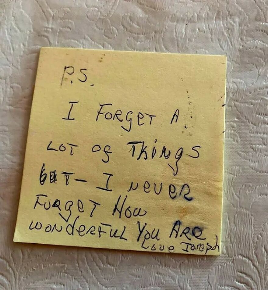 A yellow sticky note with a handwritten message from Joseph, a fascinating photo for history lessons.