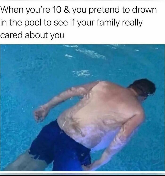 Boy pretending to drown underwater in a pool as part of a 90s memes collection evoking nostalgia and humor.