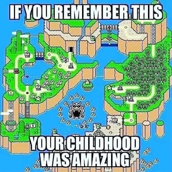 Colorful pixelated map from a classic 90s video game evoking strong 90s memes and childhood nostalgia.