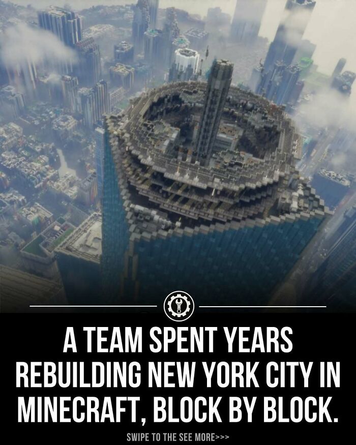 A detailed Minecraft recreation of New York City skyscrapers showcasing how everything is made block by block in the virtual city.