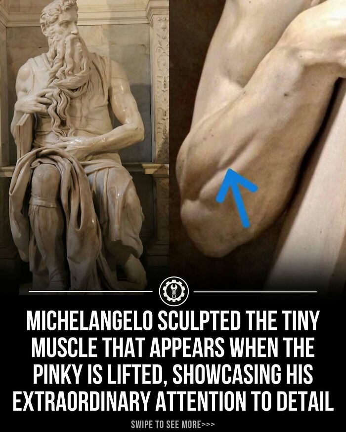 Marble sculpture detail showing tiny muscle on pinky, highlighting extraordinary attention to detail in how everything is made.