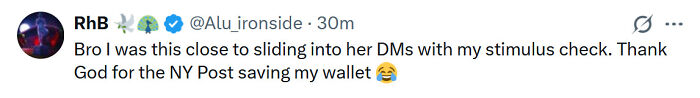 Screenshot of a tweet by @Alu_ironside (verified) reacting to a MAGA Influencer identity reveal, grateful NY Post saved his wallet.