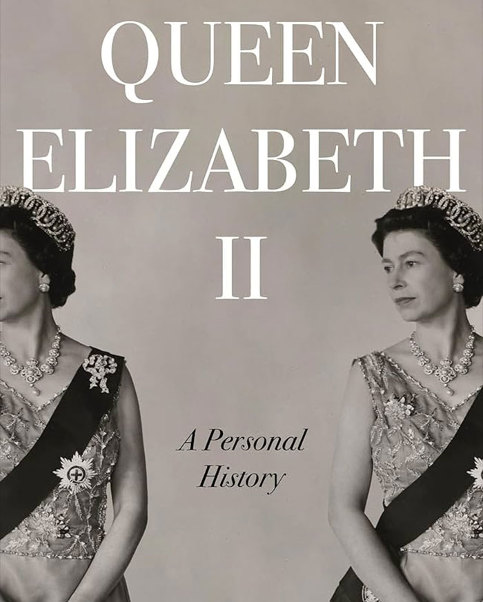 Black and white image of Queen Elizabeth II in a tiara and formal dress, related to Harry and Meghan Markle turbulent dynamic.