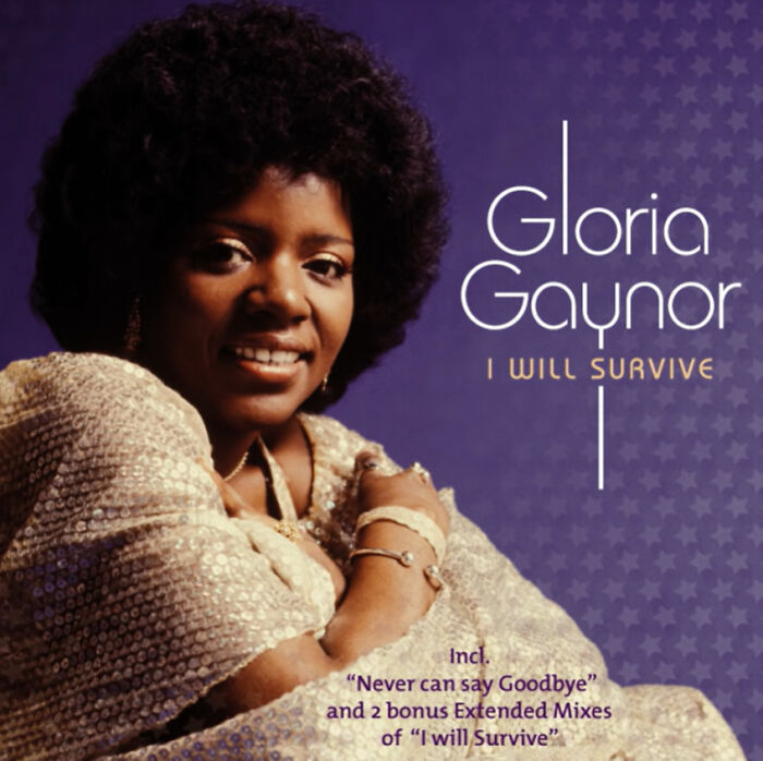 Gloria Gaynor album cover featuring I Will Survive, highlighting iconic moments from the year you were born.