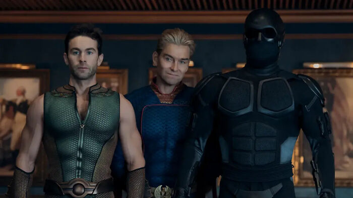 Three main characters from The Boys series wearing distinctive superhero costumes, key visuals for The Boys Season 5. Three main characters from The Boys series wearing distinctive superhero costumes, key visuals for The Boys Season 5.