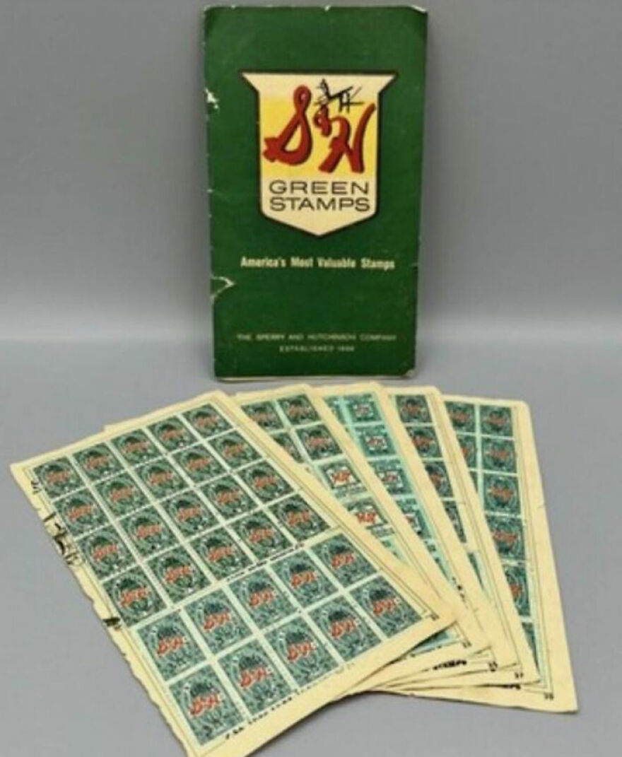 S&H Green Stamps booklet and sheets, a nostalgic item that makes people take a trip down memory lane.