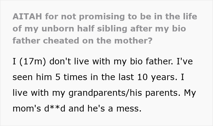 Text post discussing a pregnant woman confronting her ex&rsquo;s teen son to help raise her baby and his refusal.