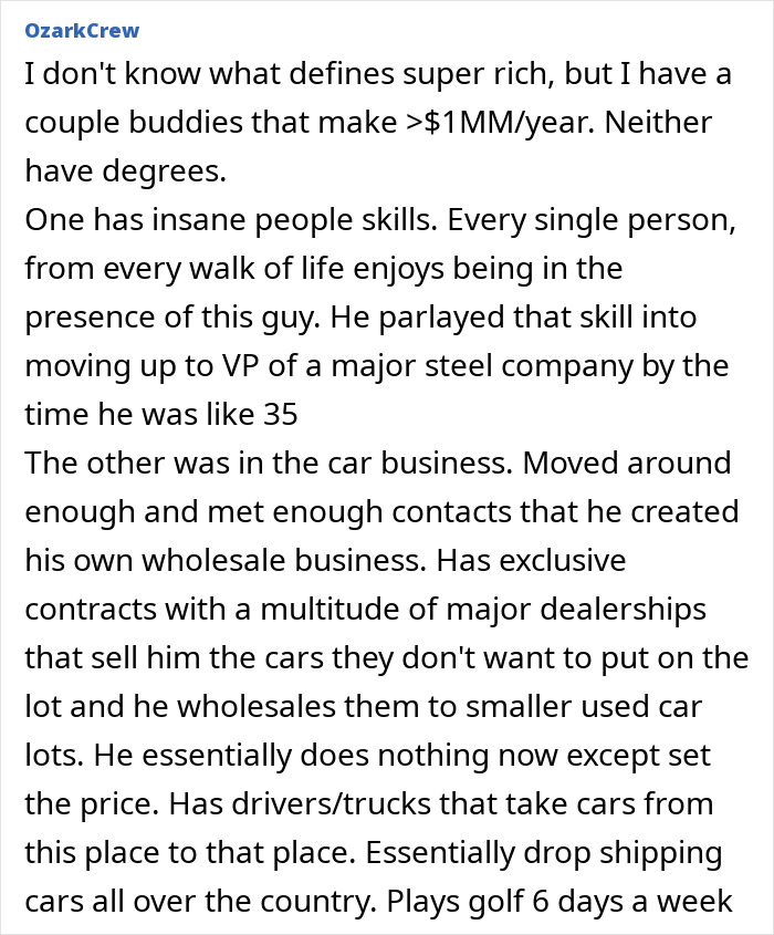 Made over $1MM yearly using people skills and car business