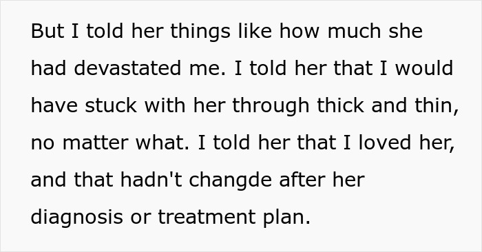 Text about a wife divorcing husband during cancer out of fear he&rsquo;d leave, now asking for second chance.