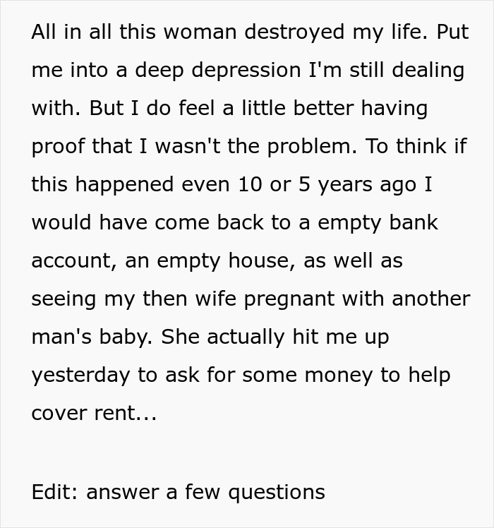 Text excerpt from a story about an army wife cheating on her deployed husband and the resulting emotional impact and revenge.