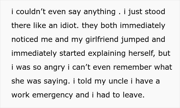 Text describing a man's shock at finding his GF with his bro, feeling he went from dad to uncle. Text describing a man's shock at finding his GF with his bro, feeling he went from dad to uncle.