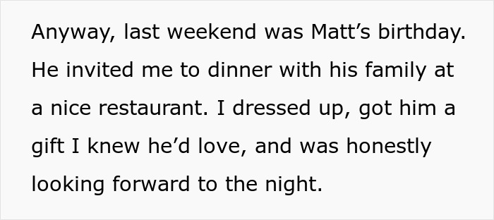 Text about BF's mom acting possessive over him at birthday party, causing conflict and girlfriend leaving upset.