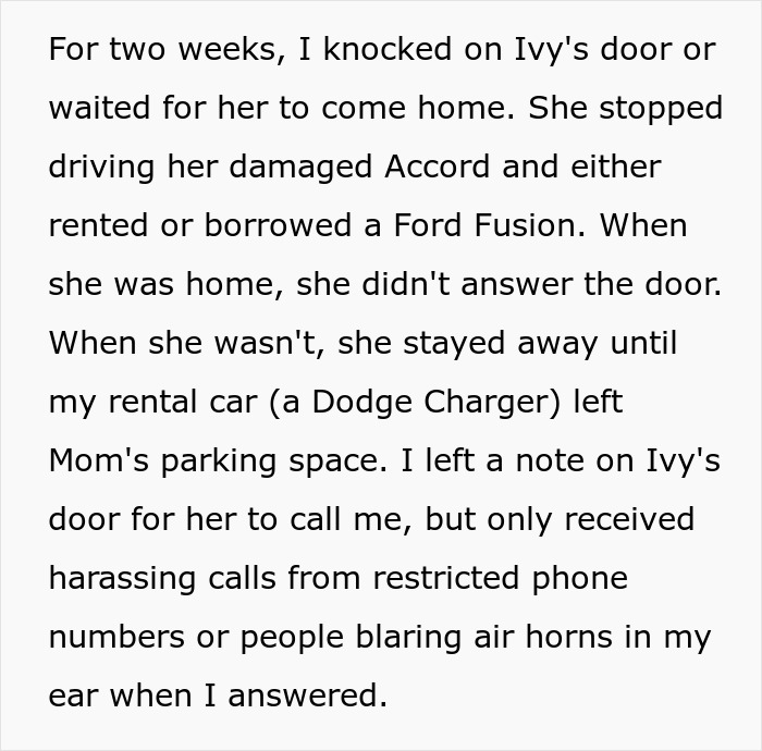 Alt text: Entitled woman damages guy's car then ignores him while he tries to get her bruised kids taken away from her.