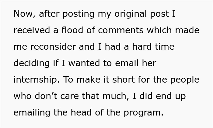 Text about emailing head of program after reconsidering