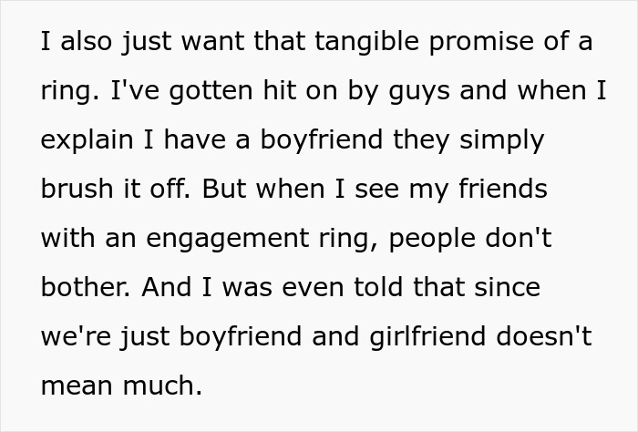Guy Says "No Degree, No Ring," Annoyed GF Just Wants The Promise That Their Relationship Is Solid