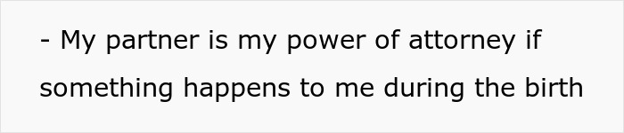Text excerpt discussing power of attorney during birth, highlighting concerns about mom&rsquo;s creepy behavior and possible psychotic traits.