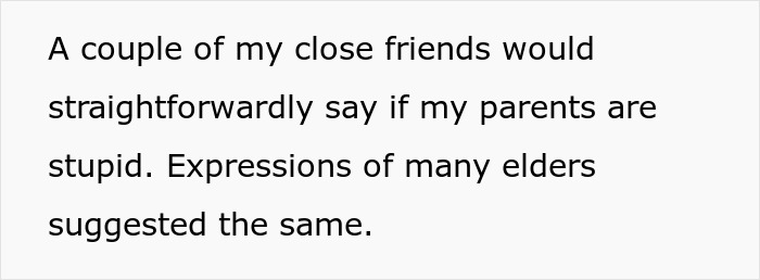 Text excerpt about elders and parents, relating to a couple pushing their son to be independent at 18.