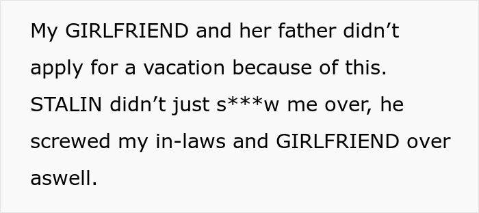 Text excerpt about a horrible boss denying vacation, affecting an employee and their family, leading to perfect revenge.
