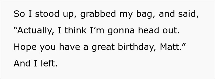 Text excerpt showing a girlfriend leaving Scooch Sweetie&rsquo;s birthday party upset after his mom acts possessive.