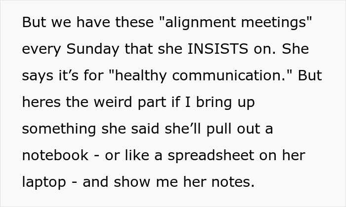 Man feels like a science experiment at home as girlfriend tracks every word in detailed logs and spreadsheets.