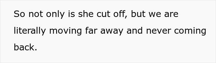 Text on a white background reads a woman&rsquo;s decision to move far away due to her mom&rsquo;s creepy behavior causing shock and fear.