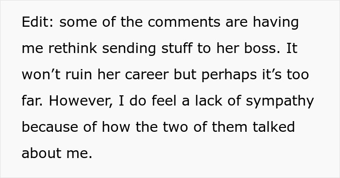 Text reconsidering sending stuff to the cheating girlfriend's boss