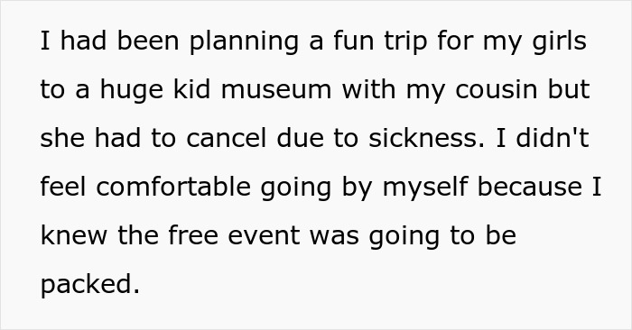Woman shares a crazy story about her mom involving a canceled trip and a packed free event at a kid museum.