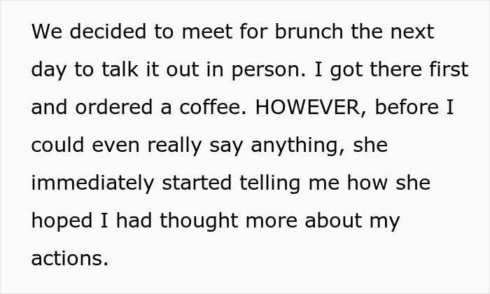 Text of a woman recounting testing her friend to remind her to show appreciation, then feeling shocked after being left hanging.
