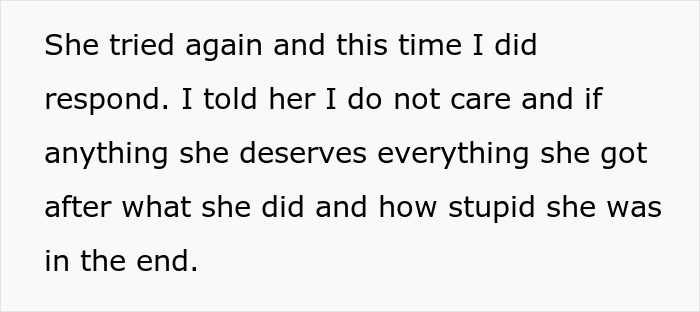 Text message about karma after cheating with sister&rsquo;s baby daddy and receiving no sympathy when he cheats back.