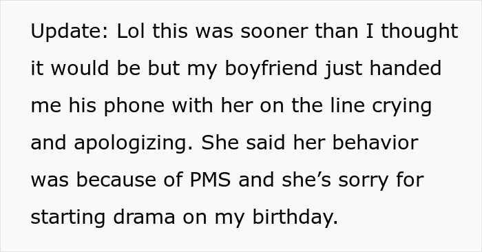 Text update about a woman’s boyfriend’s cousin apologizing after a tantrum and drama related to Shazam use. Text update about a woman’s boyfriend’s cousin apologizing after a tantrum and drama related to Shazam use.