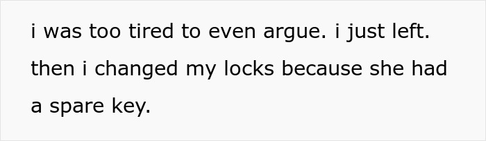 Text showing a man explaining he changed his locks after his sister abandoned her kids at his house.