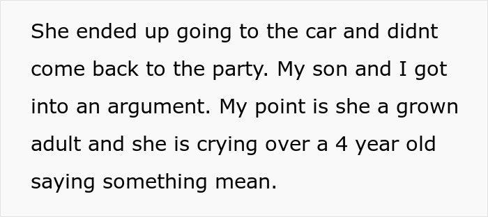 A paragraph of text describing a heartless MIL scolding DIL for crying after being called fat, illustrating insensitivity.