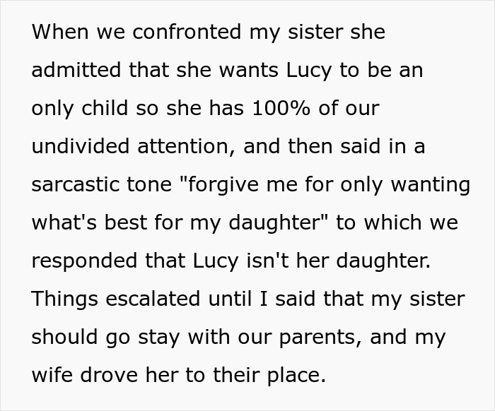 Woman confronts sister about adopting her kid and preventing her from having more children in a family dispute.