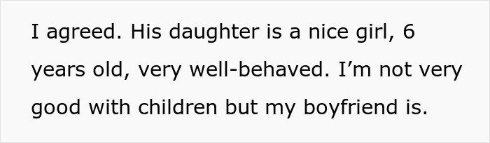 Text message conversation screenshot showing agreement about a six-year-old girl and boyfriend’s good behavior.