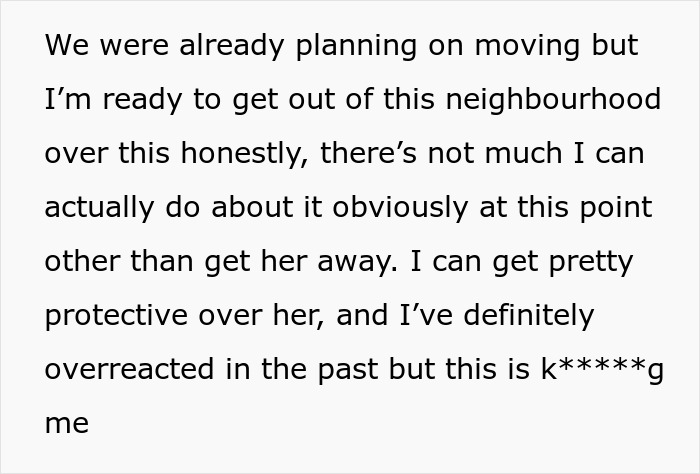 Text discussing a partner feeling protective after a friend visits, noticing strange behavior on camera when a woman is alone.