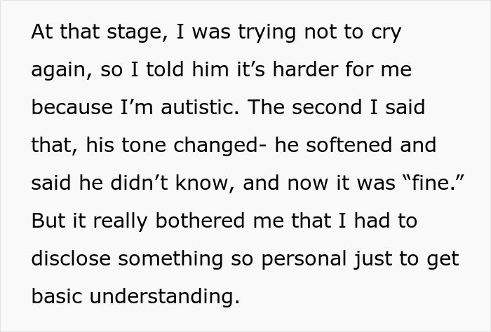 Guy Berates Employee Over Nothing, Then Acts All "Nice" When Employee Says They Are Autistic