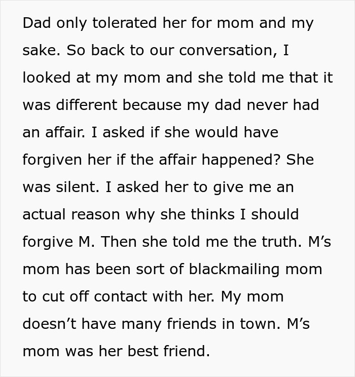 Text excerpt about mom pushing daughter to not ruin friendship over a boy after best friend's betrayal, discussing forgiveness.