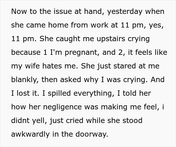 Pregnant partner feels isolated as wife&rsquo;s career success causes tension and emotional distance in marriage.