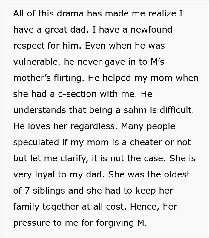 Text excerpt about a mom urging her daughter to not ruin friendship over a boy after best friend's betrayal.