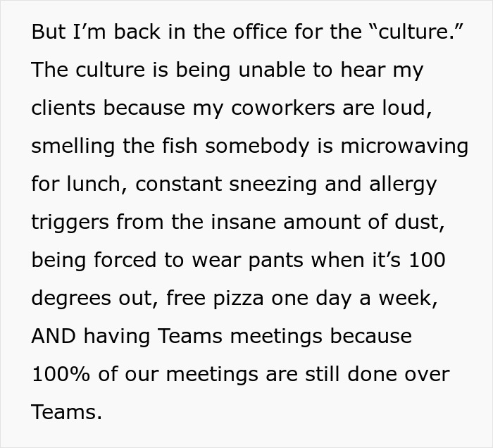 Alt text: Woman struggles with long commute and office culture after work from home was canceled, facing distractions and discomfort. Alt text: Woman struggles with long commute and office culture after work from home was canceled, facing distractions and discomfort.