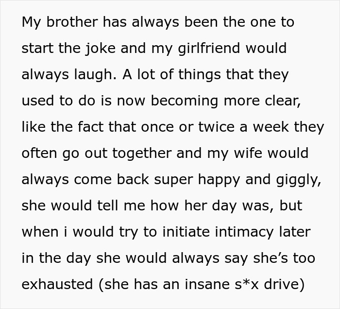 Text on a light background describing a man's girlfriend and brother, making him wonder if he went from dad to uncle. Text on a light background describing a man's girlfriend and brother, making him wonder if he went from dad to uncle.