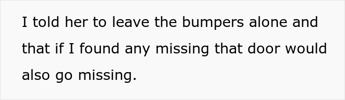 Text on white background about cabinet bumpers and doors, relating to supergluing rubber to stop cabinets from slamming.