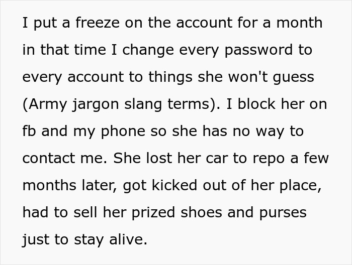 ALT text: Text describing an army wife’s betrayal and the deployed husband’s revenge with karma consequences.