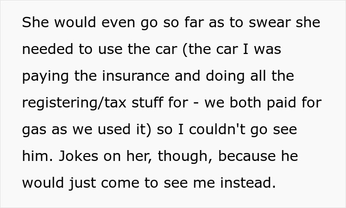 Woman shares a crazy story about her mom involving car insurance, gas payments, and unexpected visits like a soap opera.
