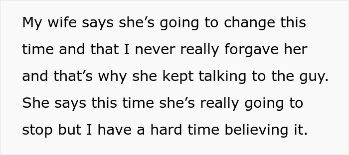Text excerpt about a troubled marriage, highlighting doubt and conflict related to saving the relationship.